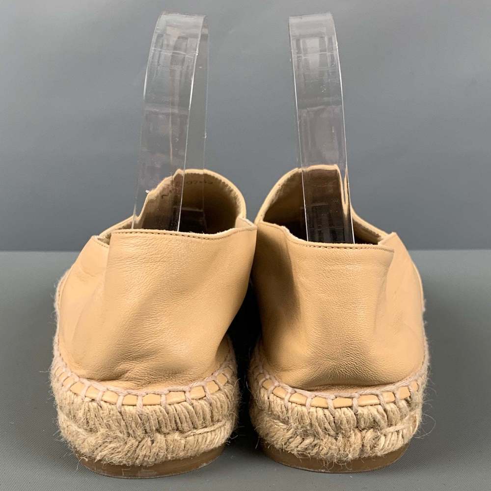 CHANEL Beige Black Leather Lamb Skin Espadrille Flats - Picture 3 of 9